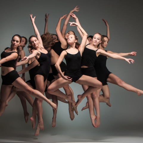 The group of modern ballet dancers